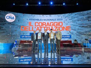 Nella foto, in ordine da sinistra, il Segretario generale CNA, Otello Gregorini, il Presidente nazionale CNA, Dario Costantini, Francesco Citino - Presidente provinciale CNA Cosenza, Giancarlo Rondinella - Direttore CNA Cosenza, Guerino Palazzo , Vice presidente CNA Cosenza.